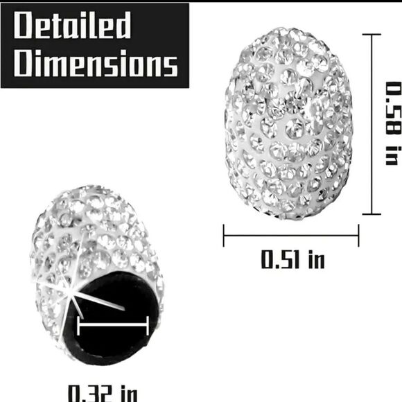 🆕🚘Car Coasters & Tire Cap Bling Set - Black Rhinestones - Picture 8 of 8